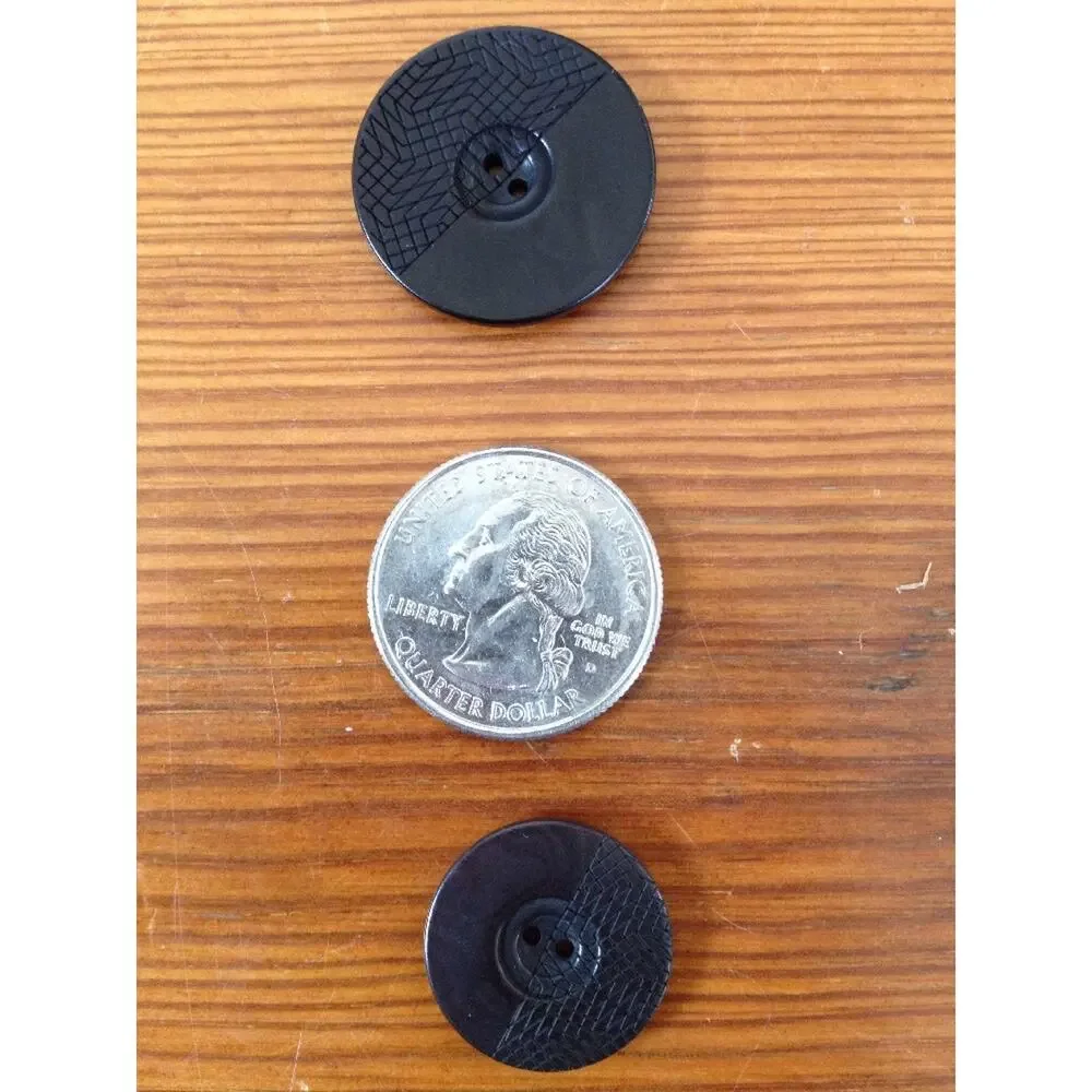 Vintage Art Deco Mid Century Black Geometric Textured Plastic Buttons 2.5cm 2cm